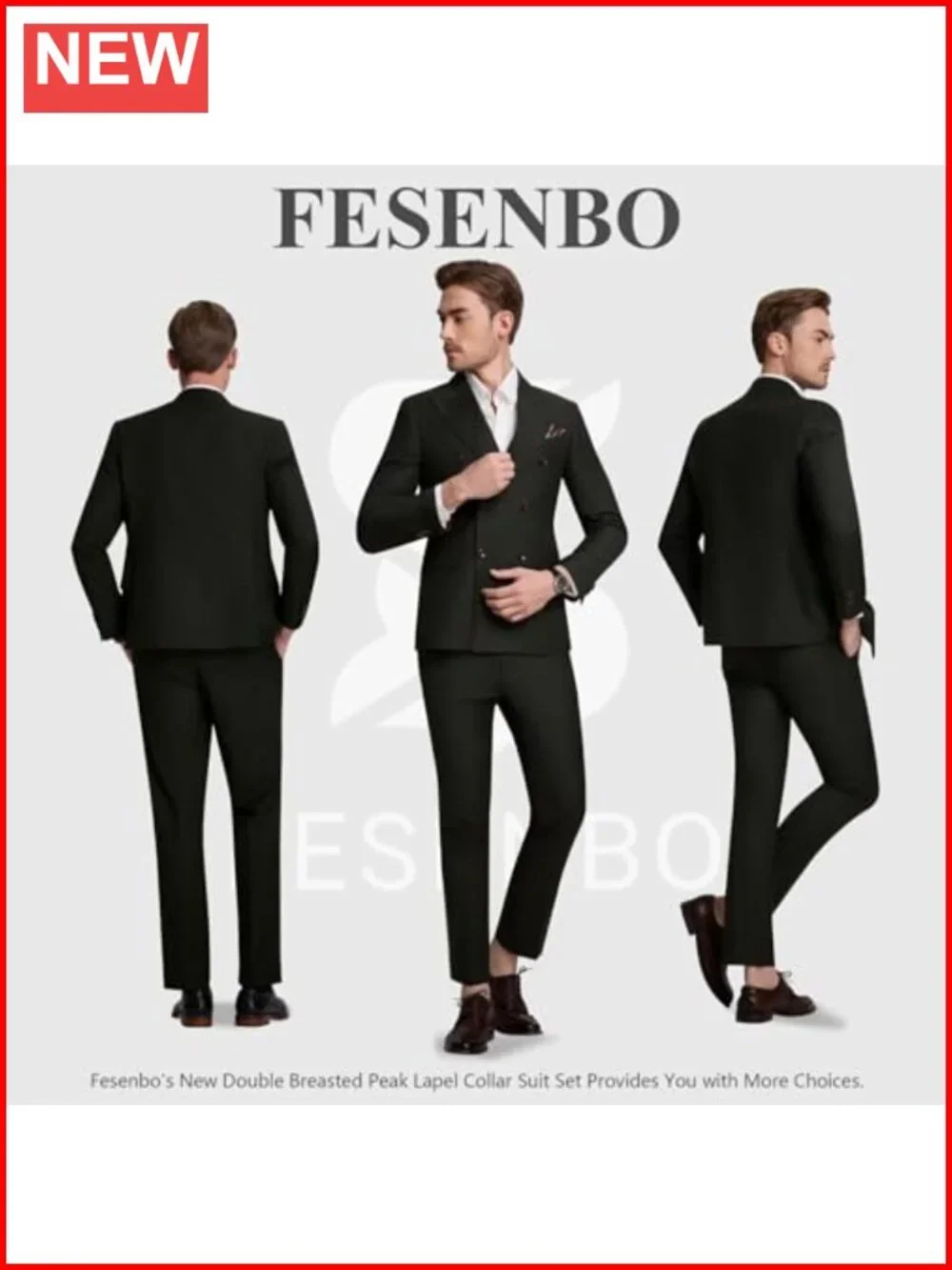 Men's Double Breasted Slim Fit 2-Piece Suit Set Blazer & Pants Formal Prom